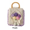 Handmade Crochet Camellia Handbag with Wooden Handle