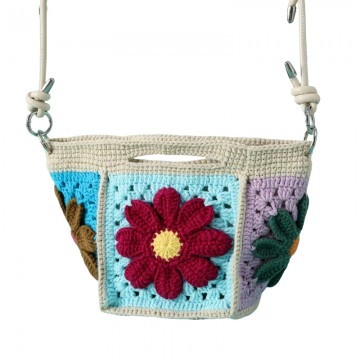 Handmade Crochet Gesang Flower Dumpling Crossbody Bag 
