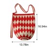 Handmade Crochet Red Diamond Shoulder Tote Bag