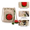 Handmade Crochet Rose Crossbody Phone Bag