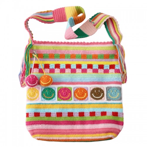 Handmade Crochet Smiley Maze Tote Bag