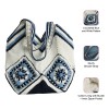 Handmade Crochet White and Blue Shoulder Tote Bag