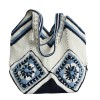 Handmade Crochet White and Blue Shoulder Tote Bag