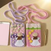 Handmade Oil Painting Girl Crochet Crossbody Phone Bag