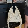 Hollow Crochet Shoulder Bag with Tassels