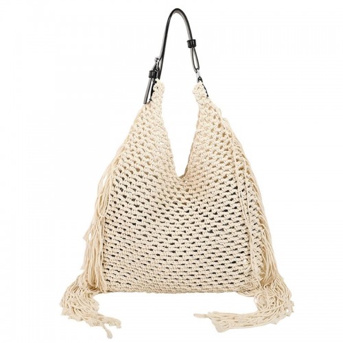 Hollow Crochet Shoulder Bag with Tassels