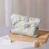 Fresh Green Purple Floral Makeup Pouch