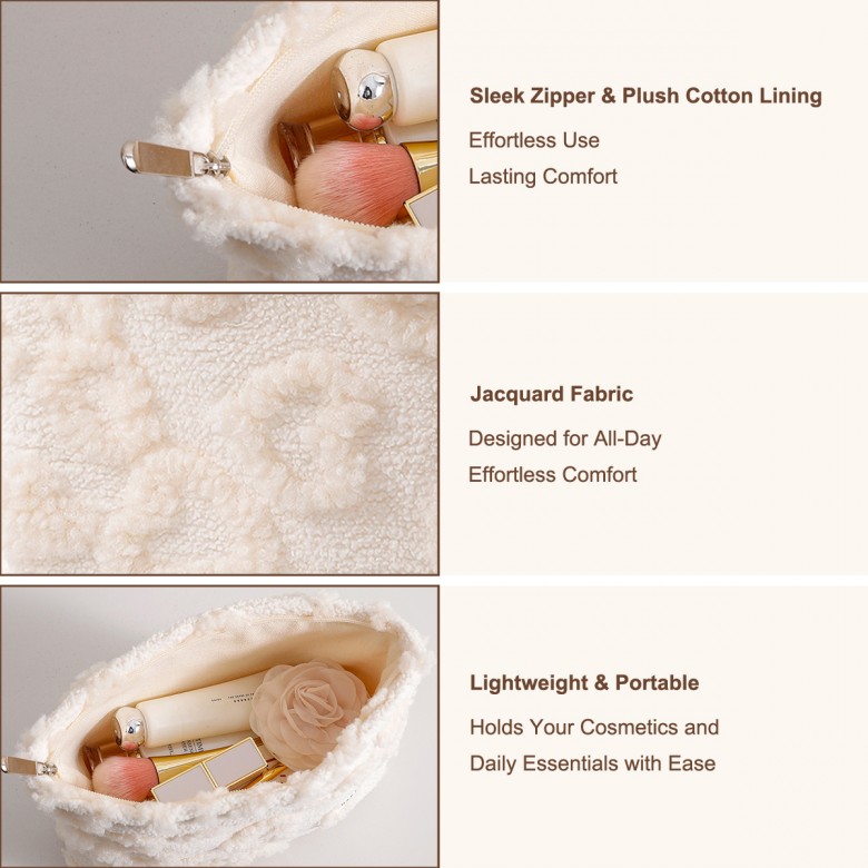Soft Creamy Heart Plush Everyday Pouch Set Soft Creamy Heart Plush Everyday Pouch Set