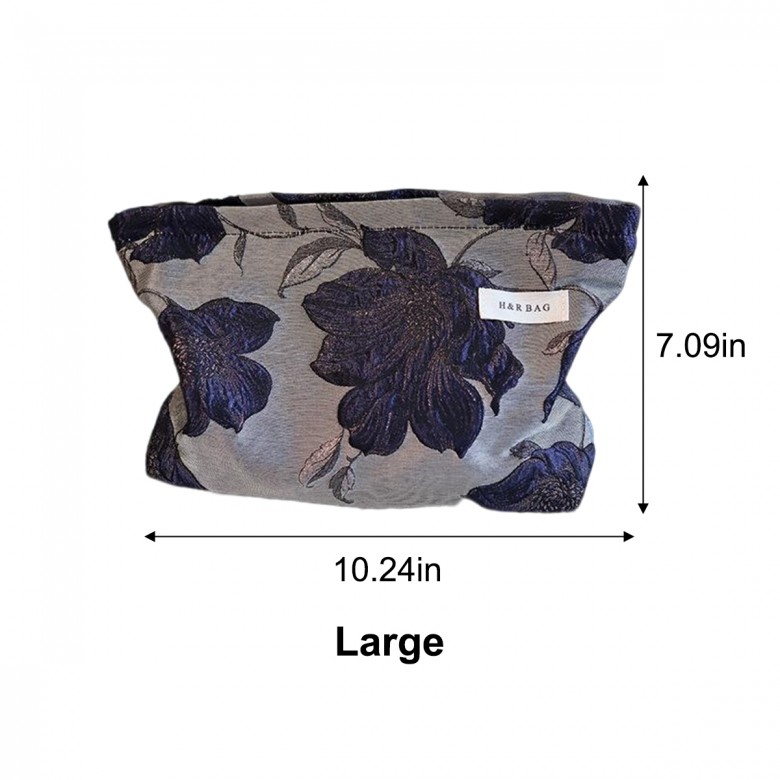 Dark Blue Floral Makeup Pouch Dark Blue Floral Makeup Pouch