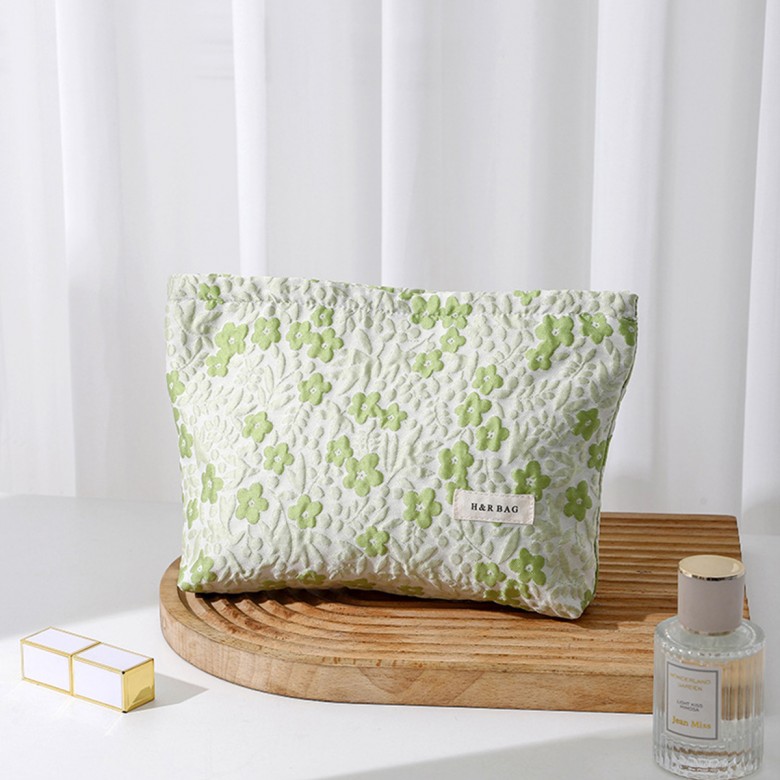 Light Green Floral Makeup Pouch Light Green Floral Makeup Pouch