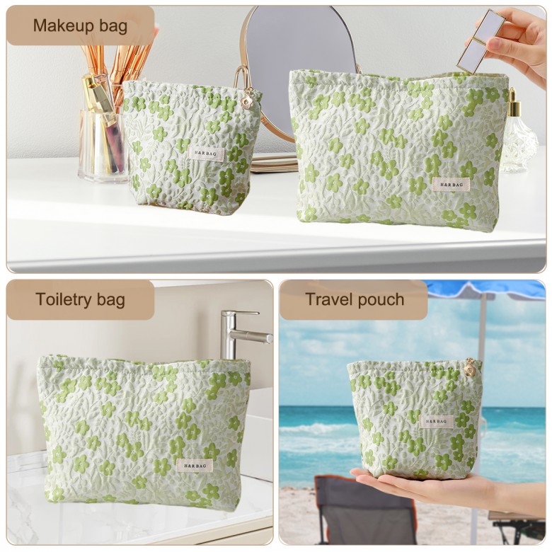 Light Green Floral Makeup Pouch Light Green Floral Makeup Pouch