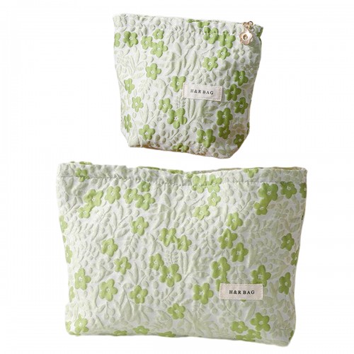 Light Green Floral Makeup Pouch