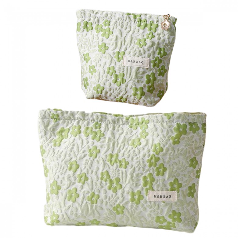 Light Green Floral Makeup Pouch Light Green Floral Makeup Pouch