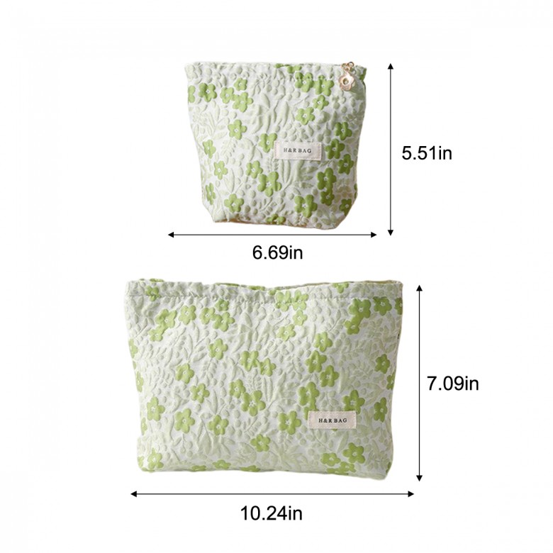 Light Green Floral Makeup Pouch Light Green Floral Makeup Pouch
