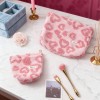 Pink Plush Heart Cosmetic Pouch
