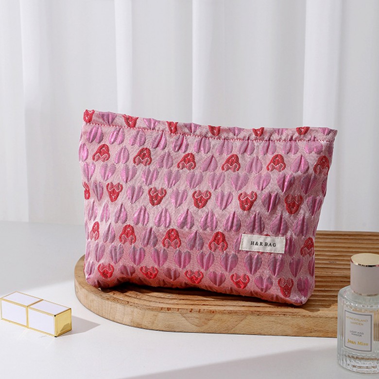 Rose Pink Heart Makeup Pouch Rose Pink Heart Makeup Pouch