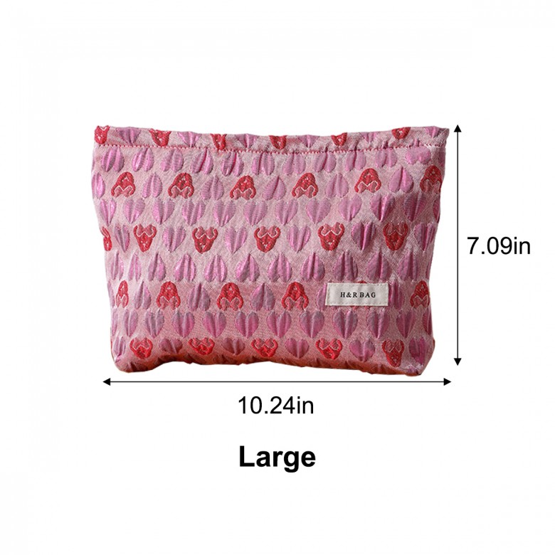 Rose Pink Heart Makeup Pouch Rose Pink Heart Makeup Pouch