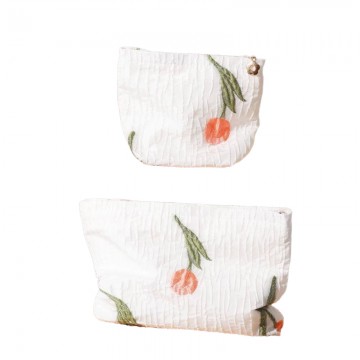 2PCS Organic Cotton Tulip Makeup Bags