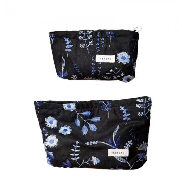 Handmade Embroidered Cosmetic Bag Set 2PCS