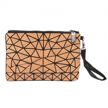Natural Cork Geometric Makeup Bag