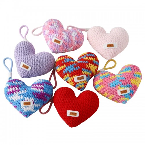 Handmade Crochet Heart Keychain Bag Charm