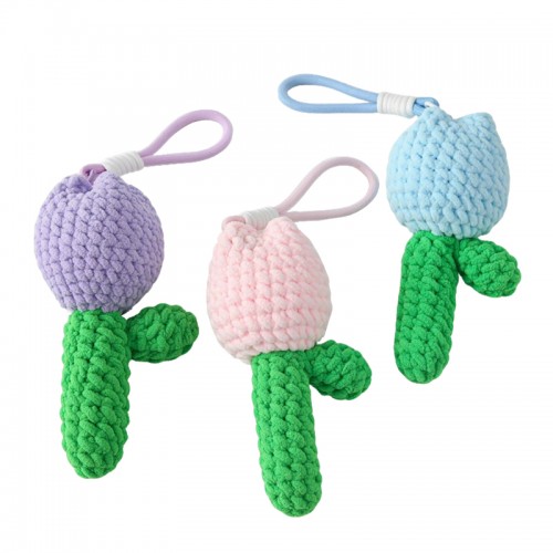 Handmade Crochet Tulip Keychain Bag Charm