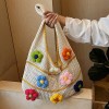 Hollow Knit Shoulder Bag with 3D Flower