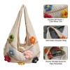 Hollow Knit Shoulder Bag with 3D Flower