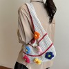 Hollow Knit Shoulder Bag with 3D Flower