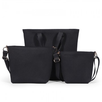 Black 3D Knitted Tote Shoulder Bag