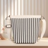 Black Striped Tote Knit Crossbody Sling Bag