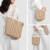 Brown Striped Knit Tote Shoulder Bag
