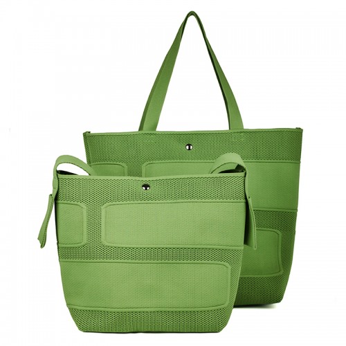 Green Crochet Summer Beach Bag
