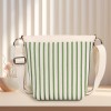 Green Striped Knit Tote Shoulder Bag