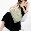 Green Striped Knit Tote Shoulder Bag