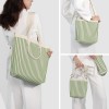 Green Striped Knit Tote Shoulder Bag