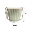 Green Striped Knit Tote Shoulder Bag