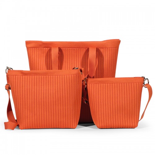 Orange Knitted Tote Crossbody Bag