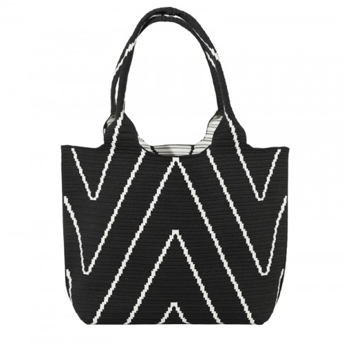 Reversible Striped Knit Tote Bag