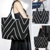 Reversible Striped Knit Tote Bag