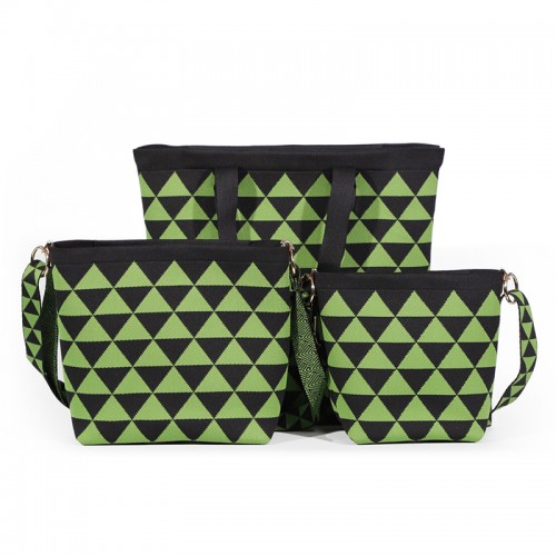Triangle Checkered Knitted Tote Shoulder Bag