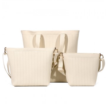 White Knitted Shoulder Tote Bag