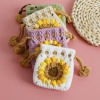 Handmade Crochet Sunflower Drawstring Pouch Bag