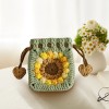 Handmade Crochet Sunflower Drawstring Pouch Bag