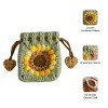 Handmade Crochet Sunflower Drawstring Pouch Bag