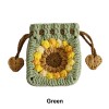 Handmade Crochet Sunflower Drawstring Pouch Bag