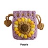 Handmade Crochet Sunflower Drawstring Pouch Bag