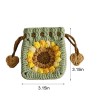 Handmade Crochet Sunflower Drawstring Pouch Bag