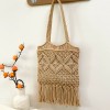 Hollow Woven Shoulder Bag with Tassels