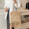 Hollow Woven Shoulder Bag with Tassels